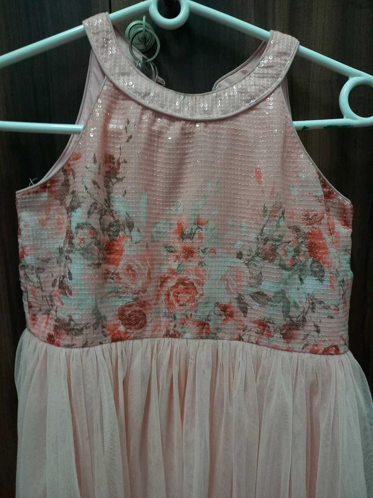 Pink Floral Tulle Dress