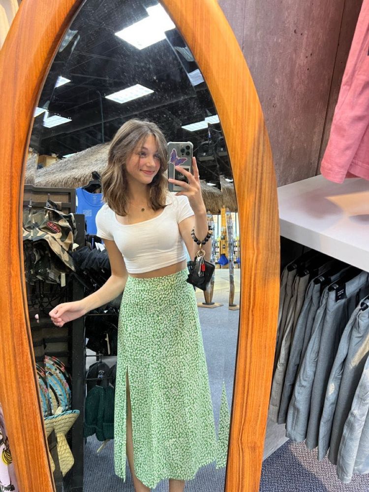 H&amp;M Floral Skirt With A Slit Infront