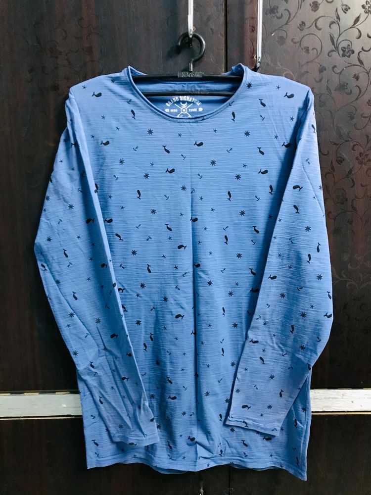 Printed Cotton Blue Tshirt Like New