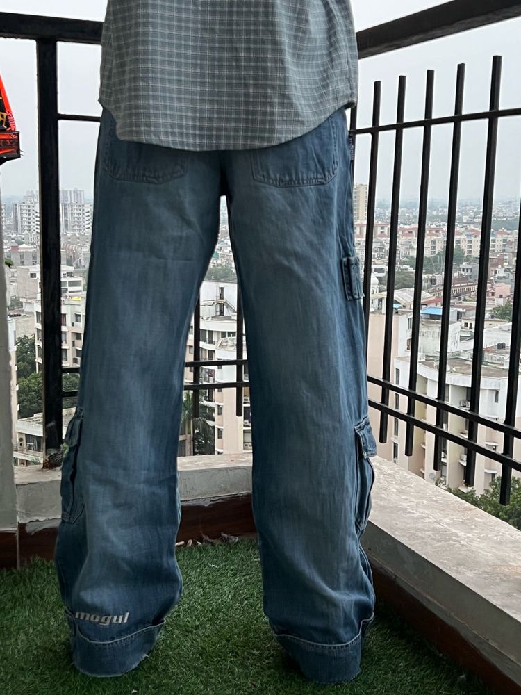 Blue Denim Cargo Pants