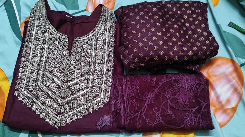 Purple Kurtha Pant And Dupatta Set 💜