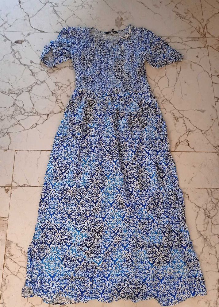 Blue Patterned Maxi Dress