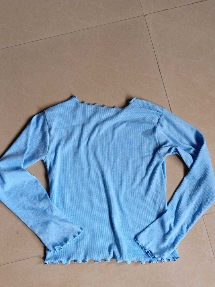 Cute Light Blue Long Sleeve Top