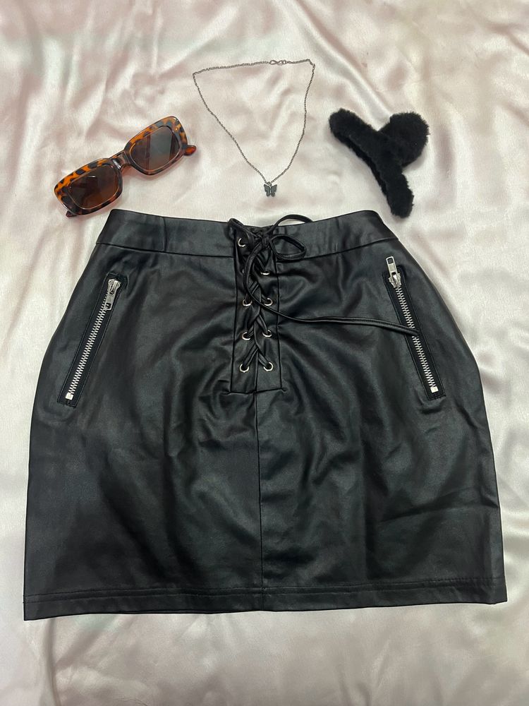 SHEIN Leather Mini Skirt