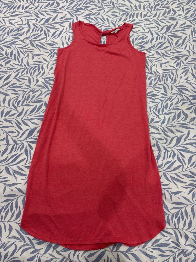 Coral Sleeveless Shift Dress