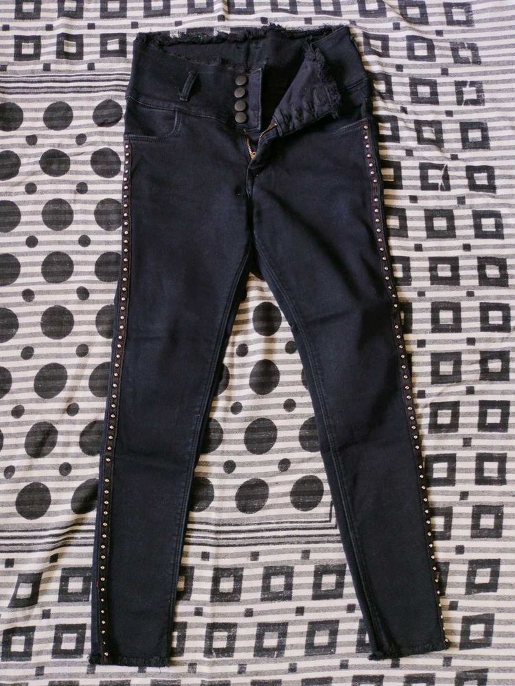 Studded High-Waisted Jeans