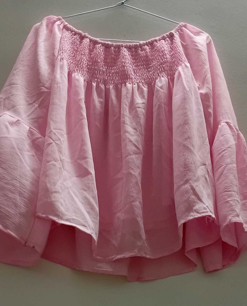 Blush Pink Smocked Bardot Top💗🎀