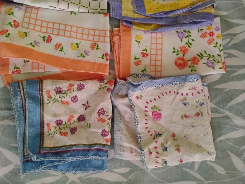 6 Floral Handkerchiefs
