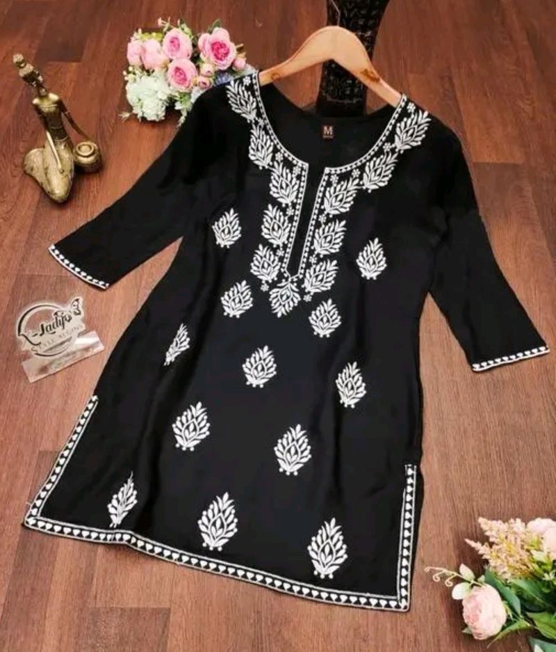 Women Black Rayon Kurti