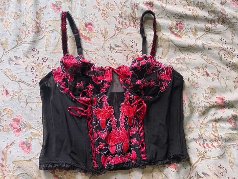 Lace Detail Bustier Top