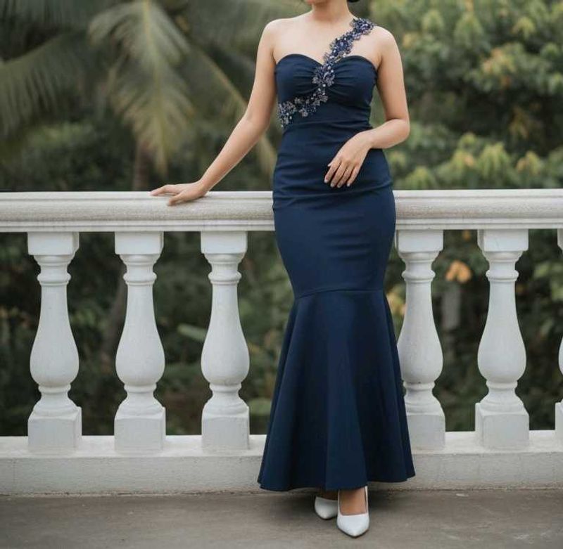 Elegant Navy Blue Gown