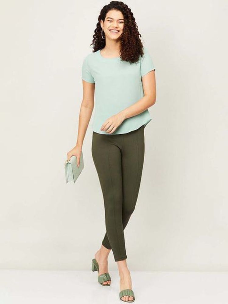 Code- High Rise Slim Fitted Green Pants