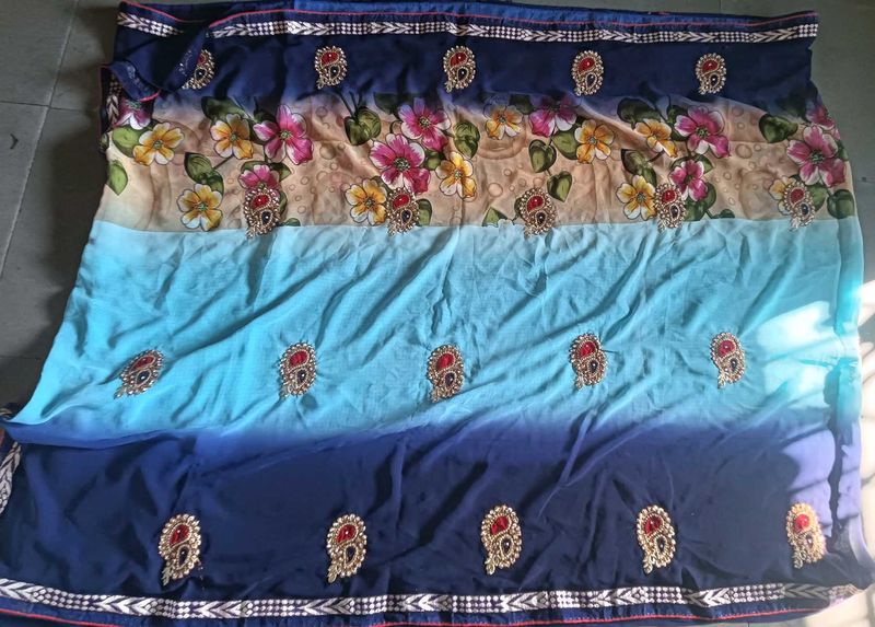 Navy Blue And Aasmani Stone Work