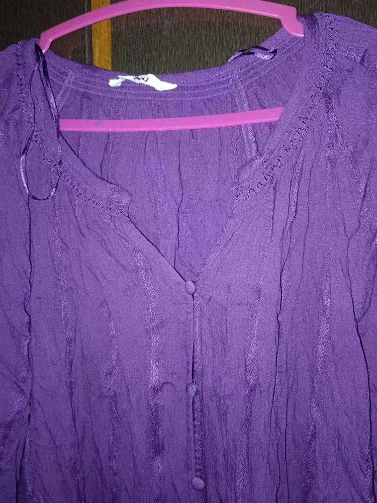 Purple Button-Down Top