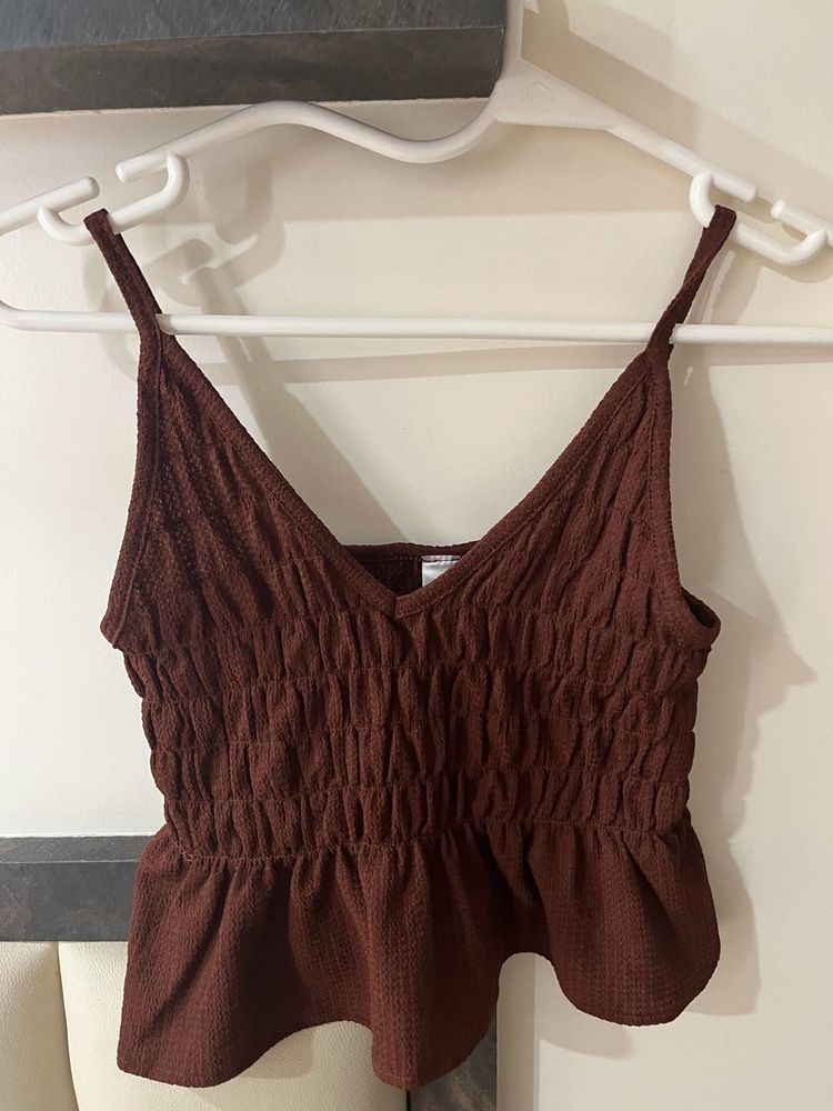 Brown Sleeveless Crop Top