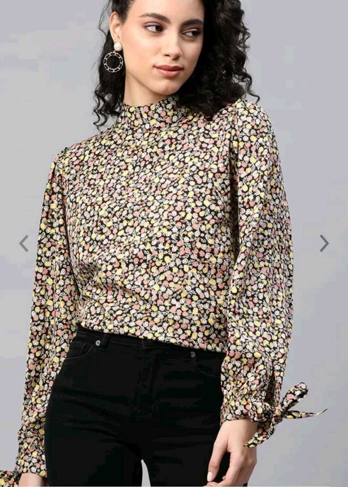 High Neck Floral Top