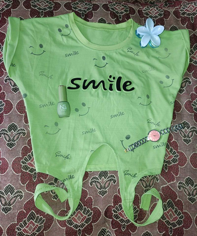 Smile Print Green Top