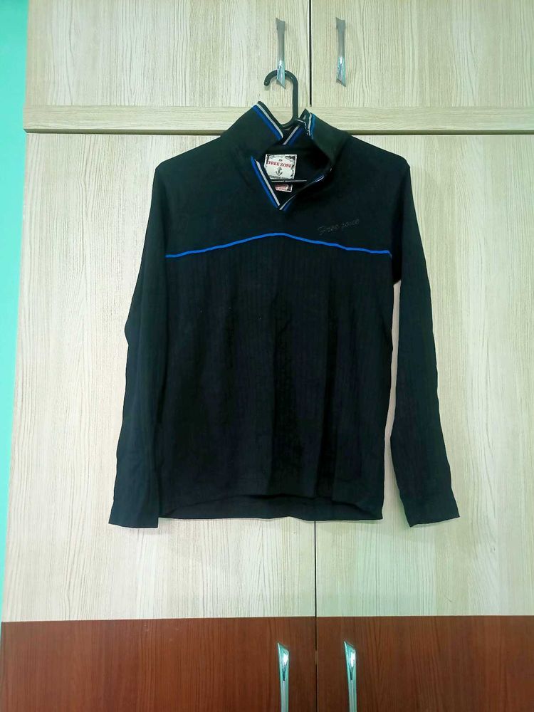 Black Long Sleeve Shirt - Blue Trim