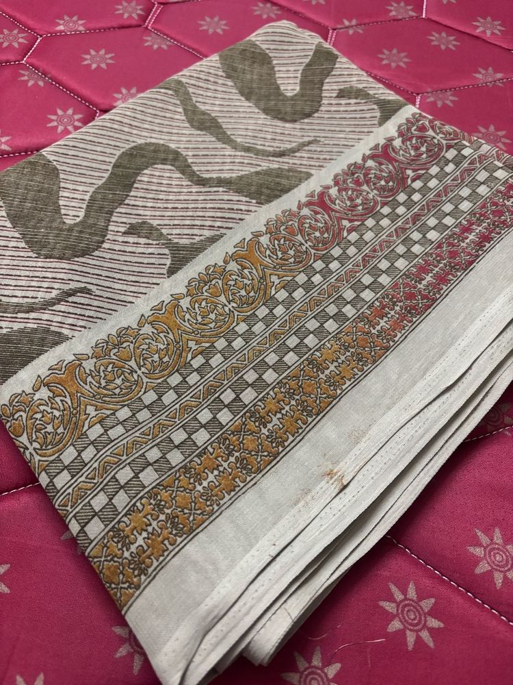 New Elegant Printed Mehndi Green  Saree