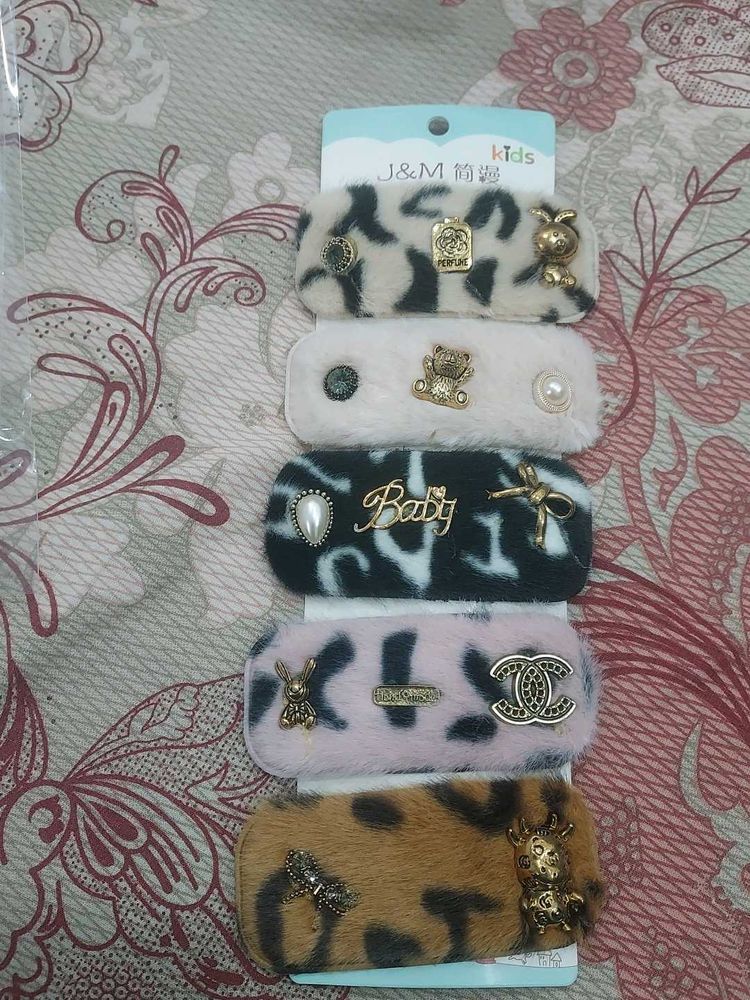 Cute Furry Hair Clips - Set of 5