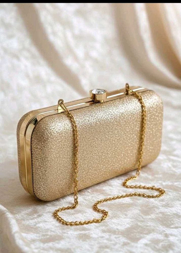 Sparkling Gold Clutch with Chain