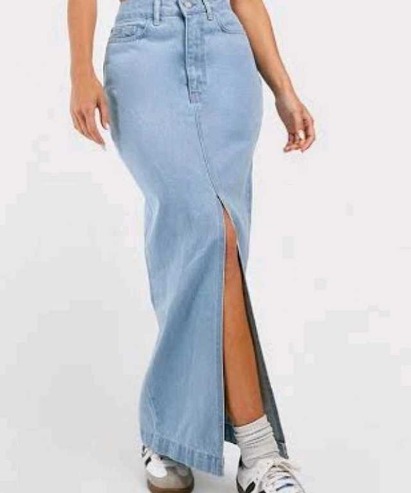 Denim Slit Maxi Skirt