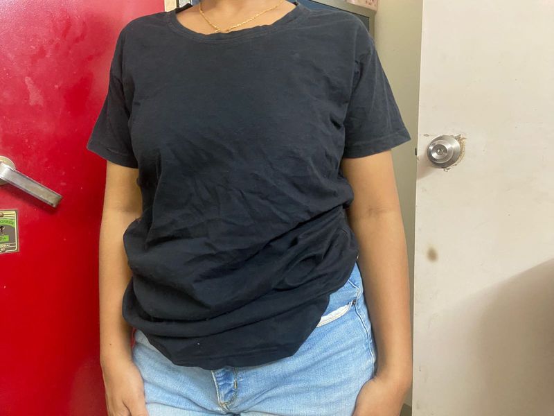 Black Cotton T Shirt