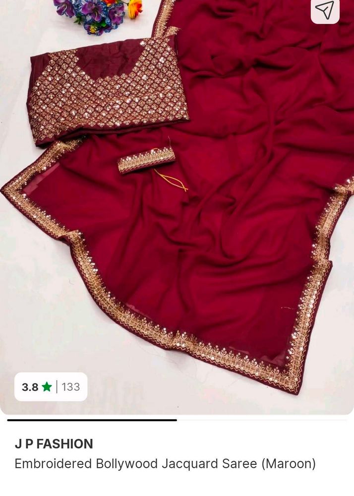 Maroon Bollywood Jacquard Saree