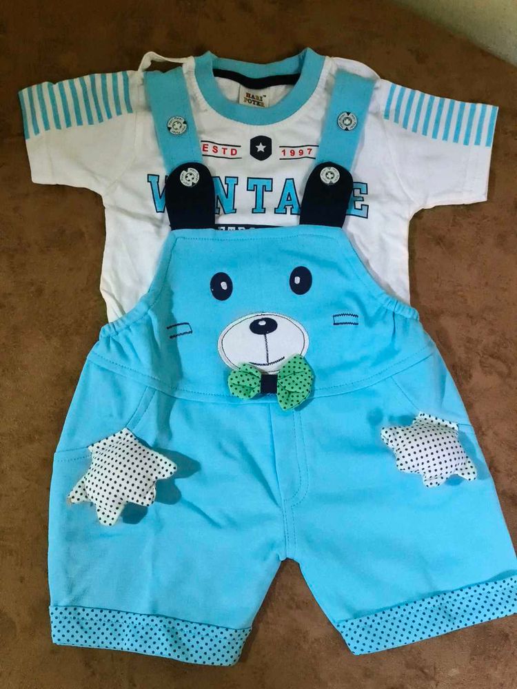 Adorable Bear Overalls Set
