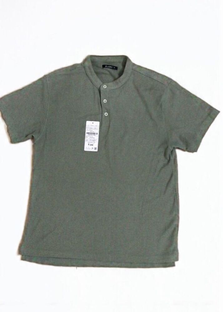 Casual Olive Green Henley Shirt