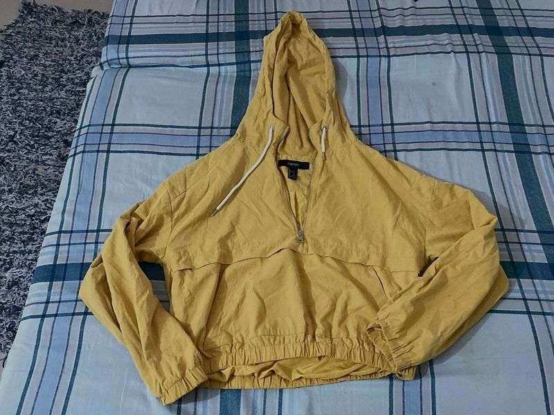 Yellow Cropped Hoodie