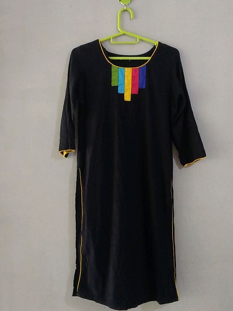 Black Kurti Top, Kurta And Kurtis, Black Colour