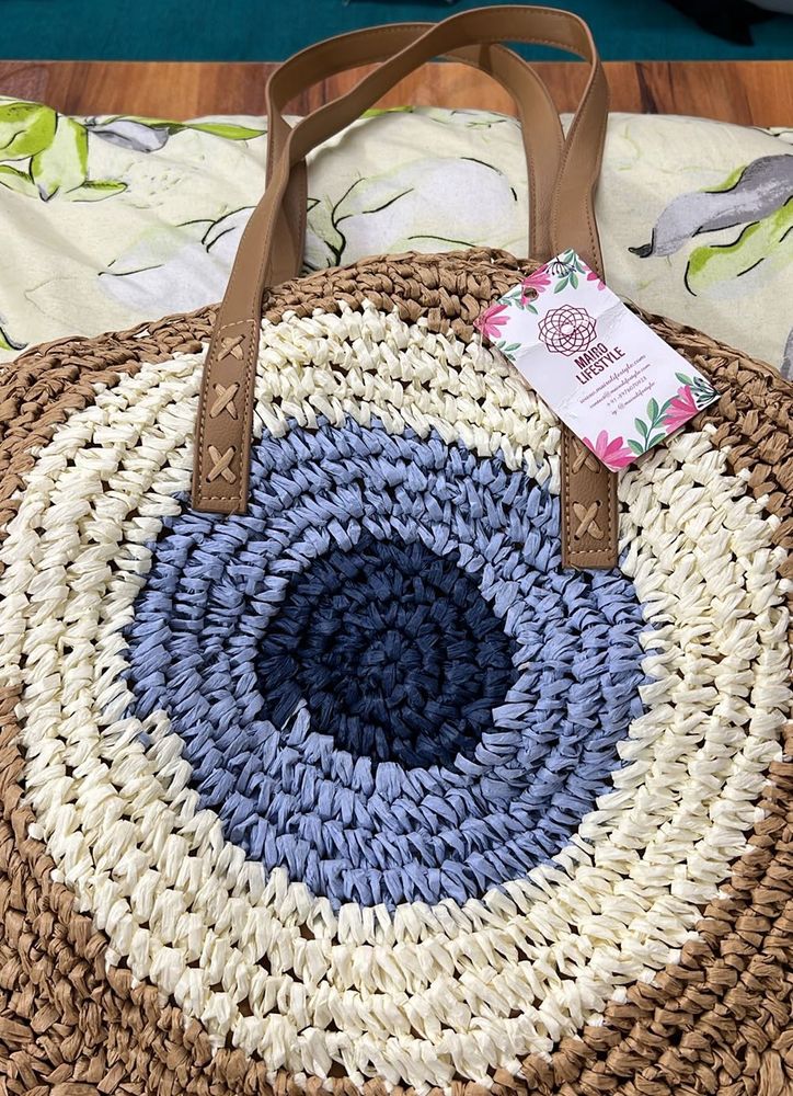 Evil Eye Handbag With Zip Closure And Handles