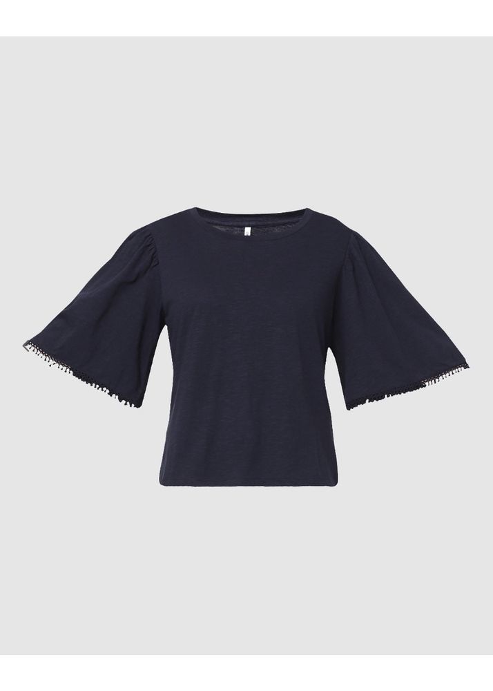 Blue Round Neck Top