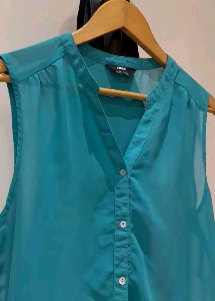 Teal Button-Down Top