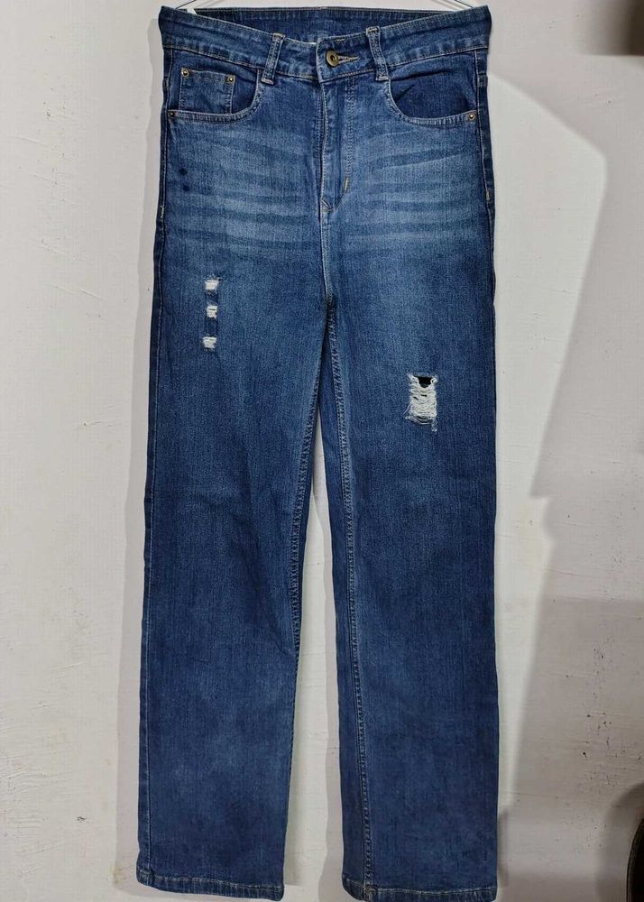 Ajio Distressed Blue Jeans