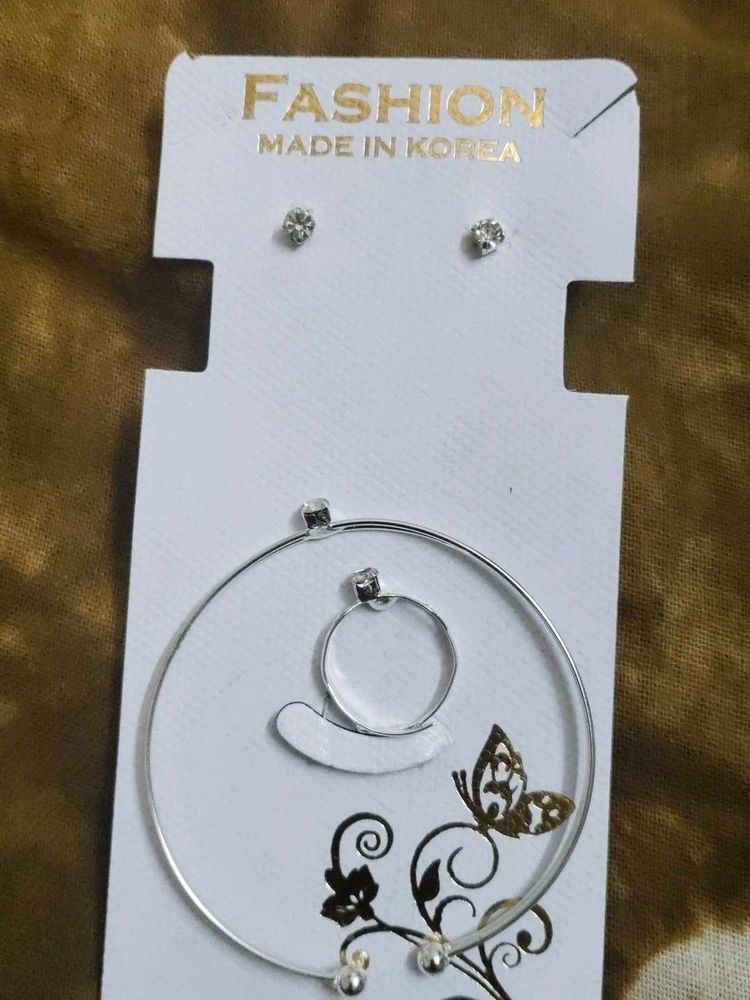 Earring and Ring Set - Silver