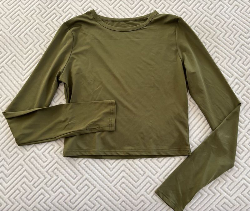 Olive Green Long Sleeve Top