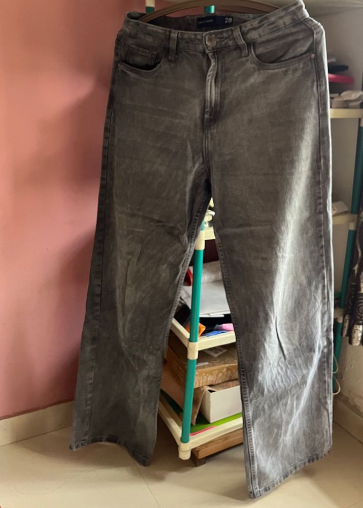 straight fit washed black jeans
