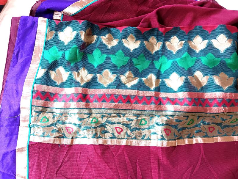 Chocolatey Maroon Colour Saree With Excellent