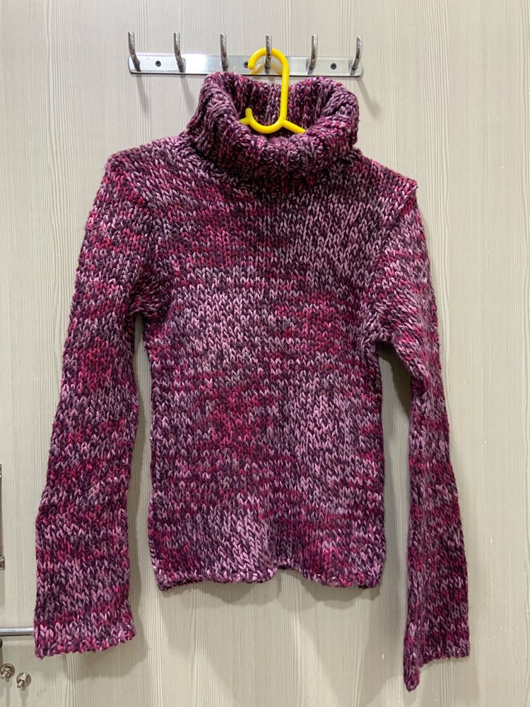 Imported Pink Knit Turtleneck Sweater