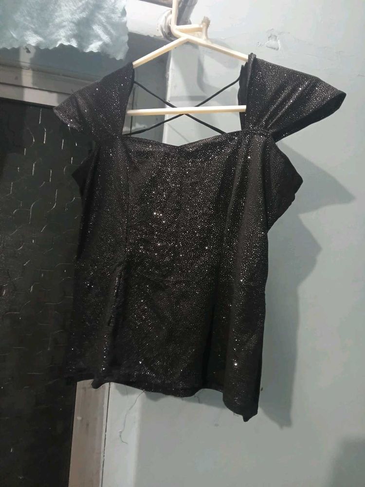 Black Party Wear Blingy Top