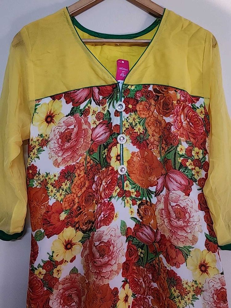 Yellow Georgette  KURTI 💛