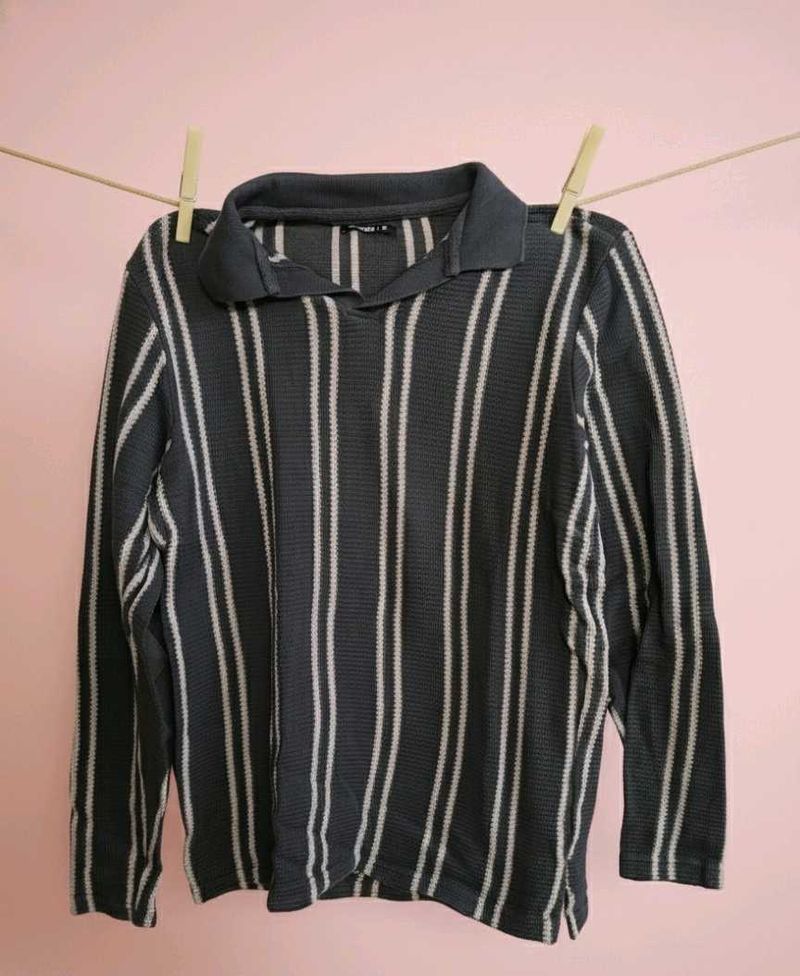 Striped Long Sleeve Polo Shirt