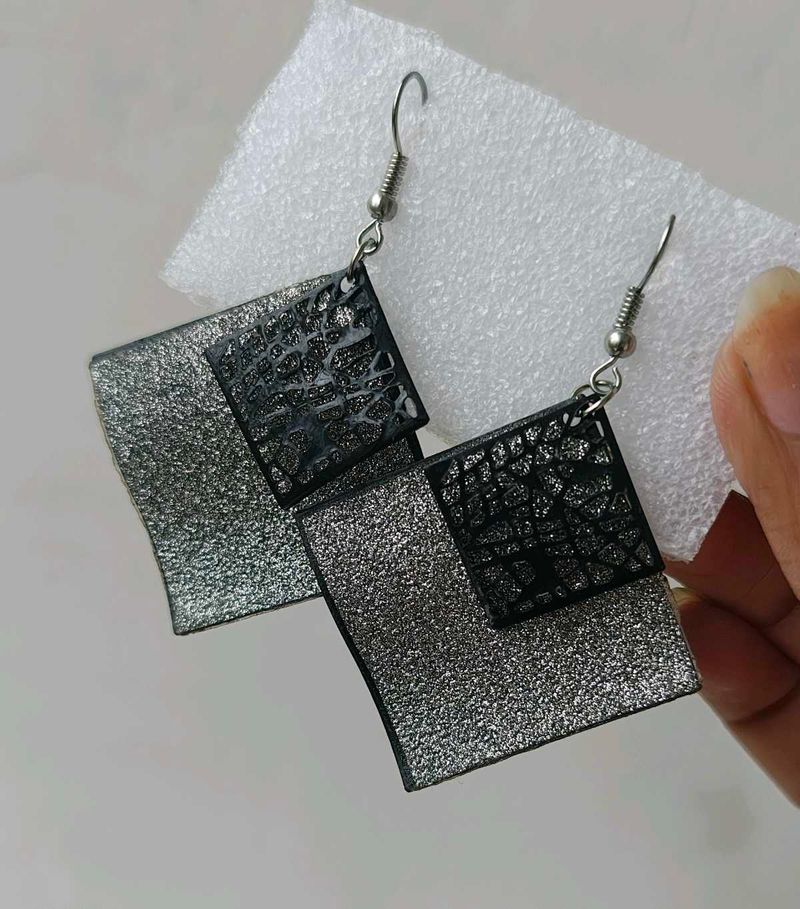 Statement Earrings - Silver &amp; Black