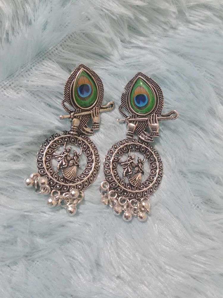 Peacock Krishna Earrings