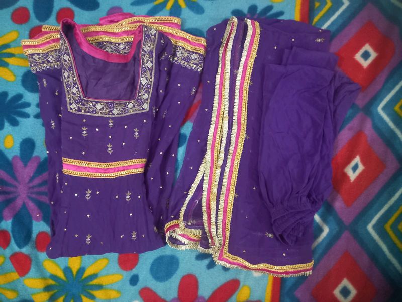 Purple Embellished Salwar Kameez
