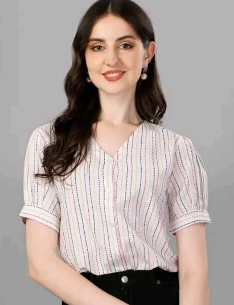 Striped Puff Sleeve Casual Top
