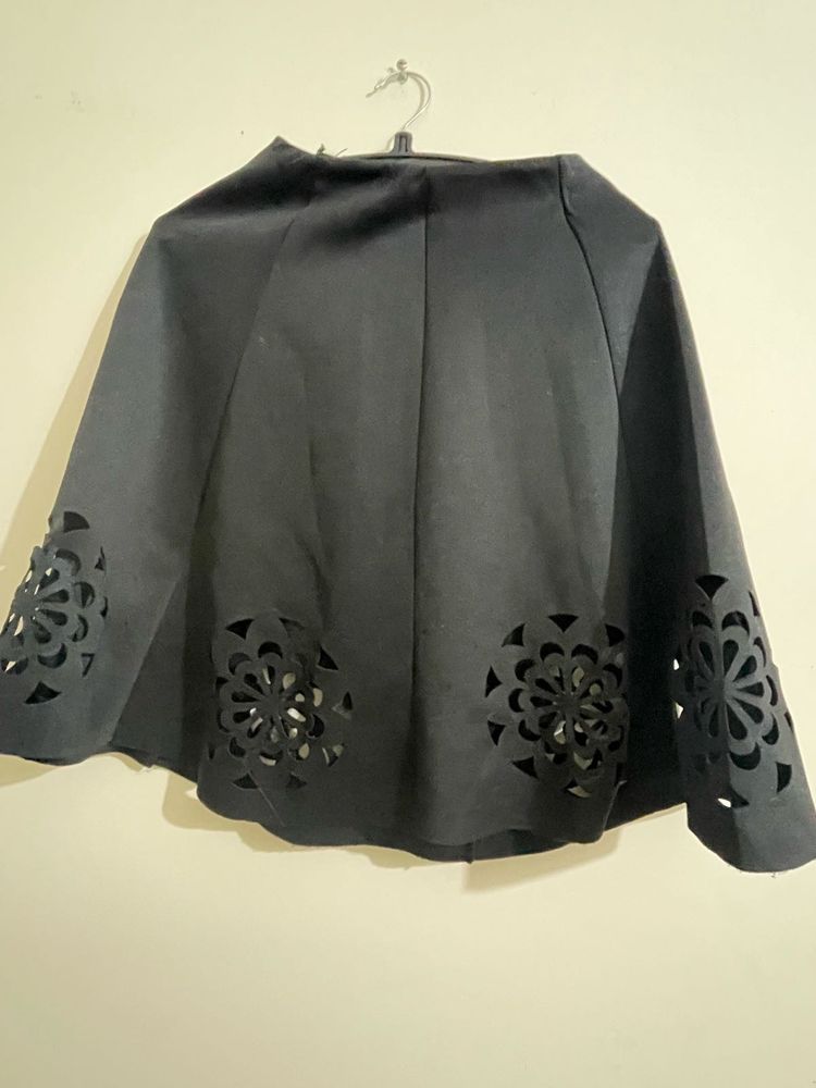 Black Laser Cut Mini Skirt