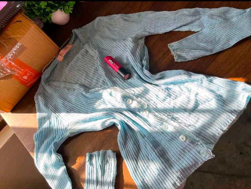 Light Blue Cardigan Sweater